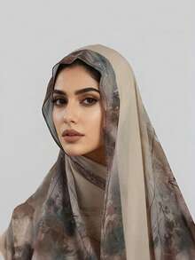 1pc Chiffon Printed Scarf, Elegant Luxury Retro Color Women's Headscarf Shawl, Can Be Used As Headscarf, Shawl, Robe Accessory, Women's Veil, Suitable For Pairing With Dresses - Multicolor - View 6