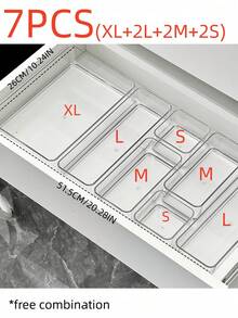 Conjunto de 8 caixas organizadoras transparentes e minimalistas para gavetas, perfeitas para organizar pequenos objetos, maquiagem, ferramentas de beleza e acessórios. Ideais para presentear em datas comemorativas, organizar a casa e oferecer soluções elegantes para desapegar de itens no Natal, Dia de Ação de Graças, Ano Novo e Dia dos Namorados. - Claro - Ver 15