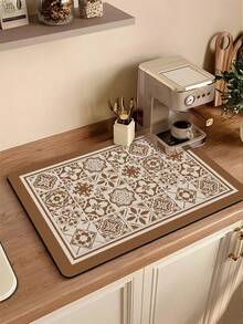 1pc Coffee Mat - Hides Stains, Highly Absorbent, Rubber Bottom, Quick Dry, Suitable For Kitchen Countertops, Coffee Bars, Dish Drying Racks, Compatible With Coffee Machines, Coffee Pots, Espresso Machines - Black - View 16
