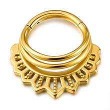 1PC Hinged Segment Ring Clicker Stainless Steel Nose Hoop Lip Septum Piercing Jewelry Ear Cartilage Helix Hoop Earring - Hollow - View 7