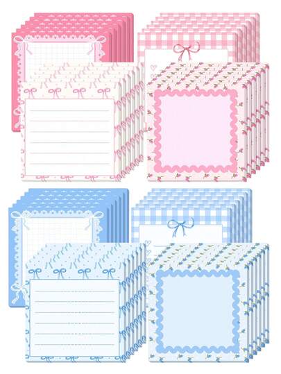 8/4/1pc Cute Bow Memo Pads, Valentine's Day Gift, Ribbon Notebook Sticky Notes, Ladies Party Favor (Pink And Blue), Cute Planner, Cute Memo Pads, Stationery, Notepad, Notebook, School Supplies, Memo Pad, Reminder, Christmas Memo Pads, Desktop Accessories, Fun Sticky Notes Children's Campus Art Merchandise, Back To School