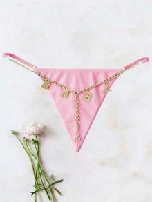 Customized Letter Pendant Sexy Thong, Can Customize Any Name, Couples Christmas Gift, Christmas Outfit, Christmas Present, Merry Christmas, Customized Christmas Lingerie - Pink - View 3