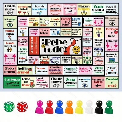 Spanish-Themed Game Mat Set - Interactive Party Board Game For 2-8 Players, Exciting Group Challenges For Birthdays, Game Nights And Family Gatherings, Fun For All Occasions