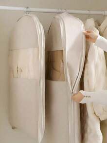 1pc Compressed Dust-Proof Garment Bag With Transparent Window - Space Saving Self-Compression Zipper Hanging Wardrobe Storage Bag - Multicolor - View 2