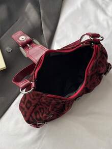 1个女士复古摩托朋克铆钉装饰可调节肩带大容量柔软仿油皮渐变色单肩腋下包，适合工作、通勤、约会、派对等场合。 - 紅色 - 查看 8