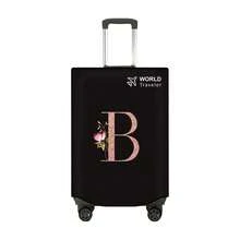 1pc Non-Stretch Non-Woven Fabric Luggage Protective Cover Suitable For 20-30 Inch Trolley Case, Anti-Scratch Luggage Protector Cover With Rose Gold Letter Pattern, Travel Accessory Essential For Back To School - Black - View 115