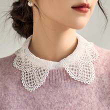 Elegant Lace Trim Detachable Collar, Versatile Lace Shirt Collar For Ladies - Multicolor - View 5