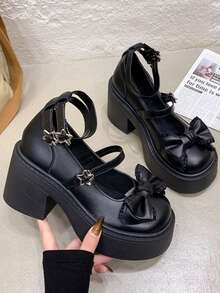 2024 Summer New White Mary Jane Shoes, Versatile Retro Style, Increase Height, Suitable For Skirts - Black - View 4
