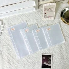 1个极简透明A5/A6计划本封面，6孔可替换内芯活页夹，PVC材质活页笔记本外壳，带按扣，适用于学校、会议、旅行和办公，情人节礼物，返校季礼物 - 彩色 - 查看 6