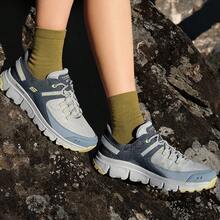 Skechers Giày thể thao nữ mới, đế mềm, thích hợp cho đi bộ đường dài, leo núi, hoạt động ngoài trời, giày casual. - Xám/Xanh lam/Vàng - Xem 2