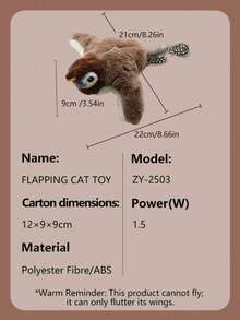 USB Rechargeable Flapping Bird Cat Toy (Non-Flying), Touch Activated Interactive Cat Exercise Toy Suitable For Cats, Small Dogs And Other Pets, Realistic Bird Design - Brown - View 9