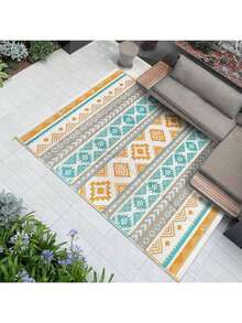 1PC Outdoor Rug Waterproof Garden Patio Rugs Plastic Straw Mats Reversible Garden Carpet Mat Outdoor Lightweight Portable Picnic Blanket For Camping RV Deck Beach Balcony BBQ - 黃色 - 查看 7