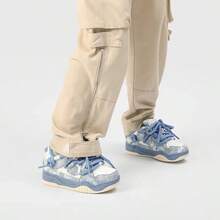 Q-AND Denim & Canvas Sneakers, New Autumn Breathable Unisex Casual Thick Sole Shoes For Students - Glacier Blue - View 5