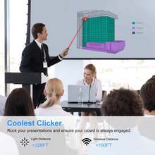 VELEC 适用于 PowerPoint 演示的无线遥控器，带 USB 接收器和激光笔，兼容 Windows/Linux 电脑/笔记本电脑，支持幻灯片/PPT/Keynote 等格式。 - 查看 3