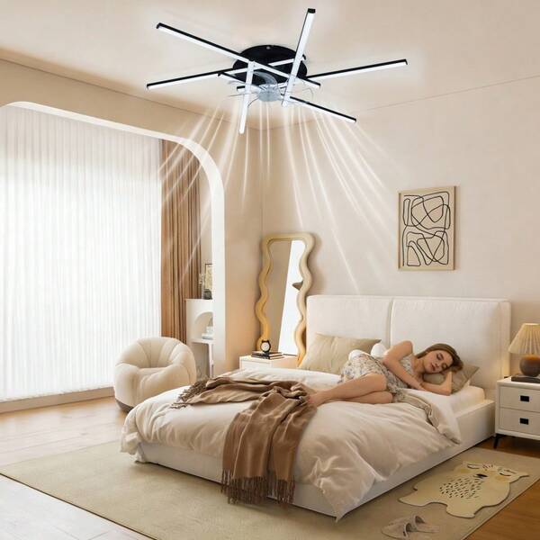 Ventilador de techo LED 32'' fandelier moderno - perfil bajo empotrado - control remoto y APP - brillo y temperatura de color regulables - ultra silencioso para dormitorio o sala de estar