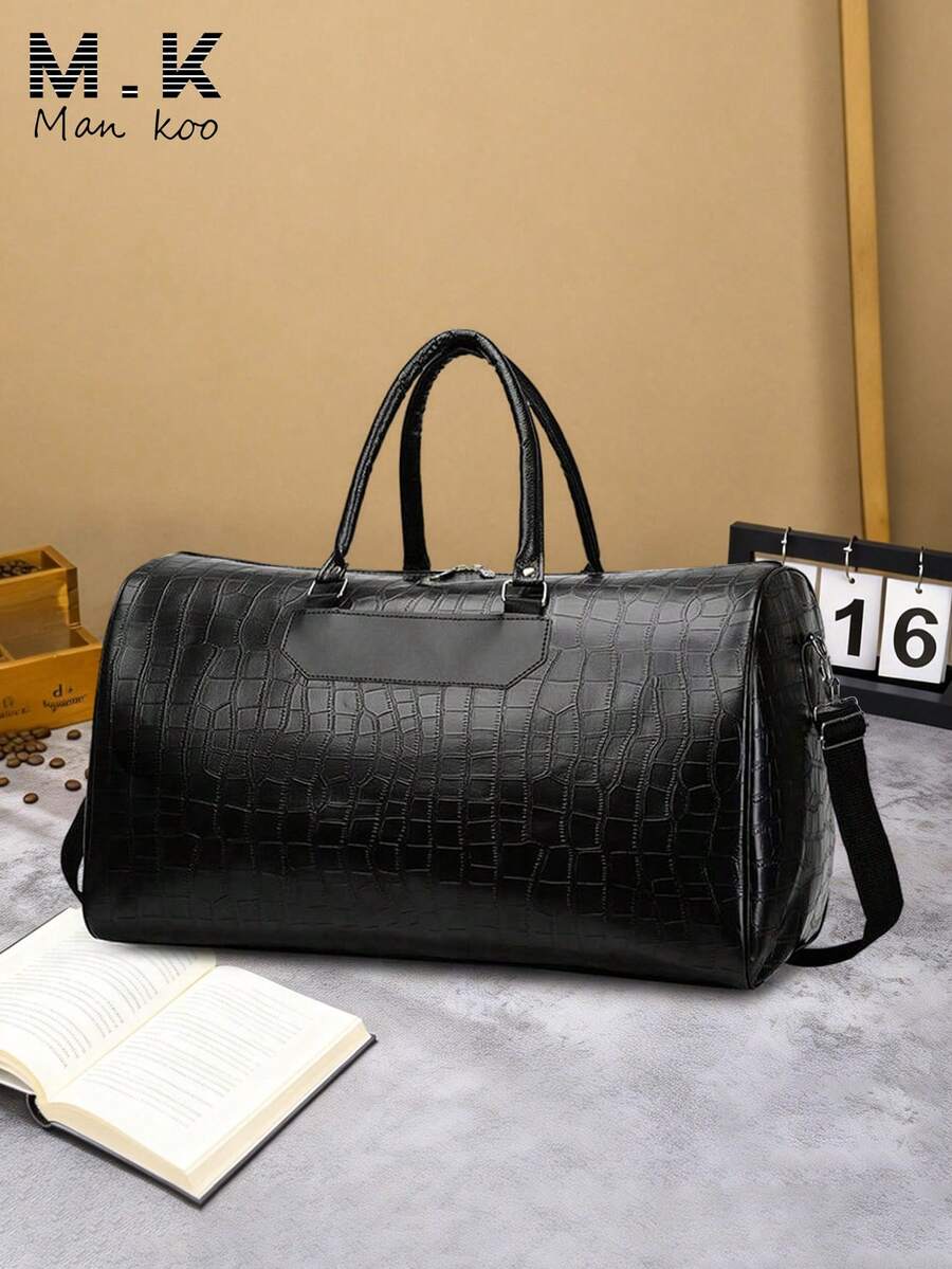 1 pieza Bolsa de viaje de fin de semana para hombres, bolso de mensajero de gran capacidad con diseño de estampado de tiburón, bolso de mano, bolso deportivo casual de moda, bolso de hombro para viajes, de piel de PU resistente a los arañazos, bolsa de equipaje para deportes, camping y viajes, bolsa de senderismo - Multicolor - Ver 1