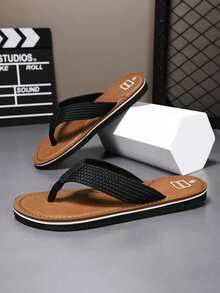 Frühling bis Sommer 2025 Neueste Herren Flip Flops, modische Outdoor Strandpantoffeln, koreanischer Stil EVA gewebter Riemen, weiche Sohle Hausschlappen für Innenräume, Duschschuhe - Verschiedenfarbig - Übersicht 3