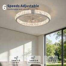 Ventilador de Techo con Luz en Forma de Anillo, Acrílico Blanco, Modelo 4, Moderno y Silencioso para Sala y Dormitorio - Estrella - Ver 4