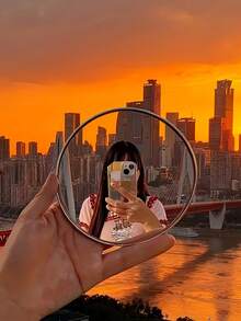1pc Travel Photography Tool - Compact Round Mirror For Photo Taking And Self-Inspection; Available In Multiple Sizes; Convex Lens For Wide Angle Shooting; An Essential Gift For Friends On The Go; Selfie Accessory; Portable Design; High-Quality Reflection; Suitable For Content Creators - Multicolor - View 7