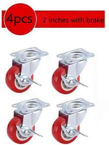 4pcs Heavy Duty Quiet Locking Casters With Brake, Suitable For Office Cabinets, Computer Desks, Storage Boxes And Workstations, Metal Glossy Surface, Non-Slip Wheels With Safety Locking Mechanism - A - View 15