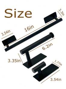 5pcs/Set Stainless Steel Bathroom Towel Ring, Towel Bar, Towel Hook, Toilet Paper Holder, Bathroom Organizer Rack, Hotel Supplies - Square Bottom Nail-free - View 10