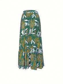 Women's Vacation Casual Botanical Print Skirt Summer - Green - View 2