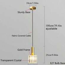1pc Nordic Luxury Crystal Single-Head Pendant Light, Dimmable Crystal Pendant Lamp, E27 Socket, Modern Minimalist Bedside Bar Dining Room Light, Creative Bedroom Lighting (Bulb Not Included) - Multicolor - View 9