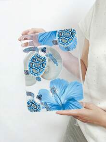 1pc Blue Sea Turtle & Hibiscus Flower Print Protective Case, Transparent TPU Shockproof Protective Cover, Tropical Coastal Aesthetic Design, Compatible With Cases, 11th Generation - Clear - View 36