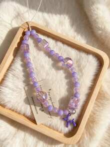 Lightweight Dog Element 1pc Dreamy Purple Iridescent Crystal Balloon Dog Phone Lanyard Beaded Bracelet Bag Charm Spring Birthday Gift - Multicolor - View 5