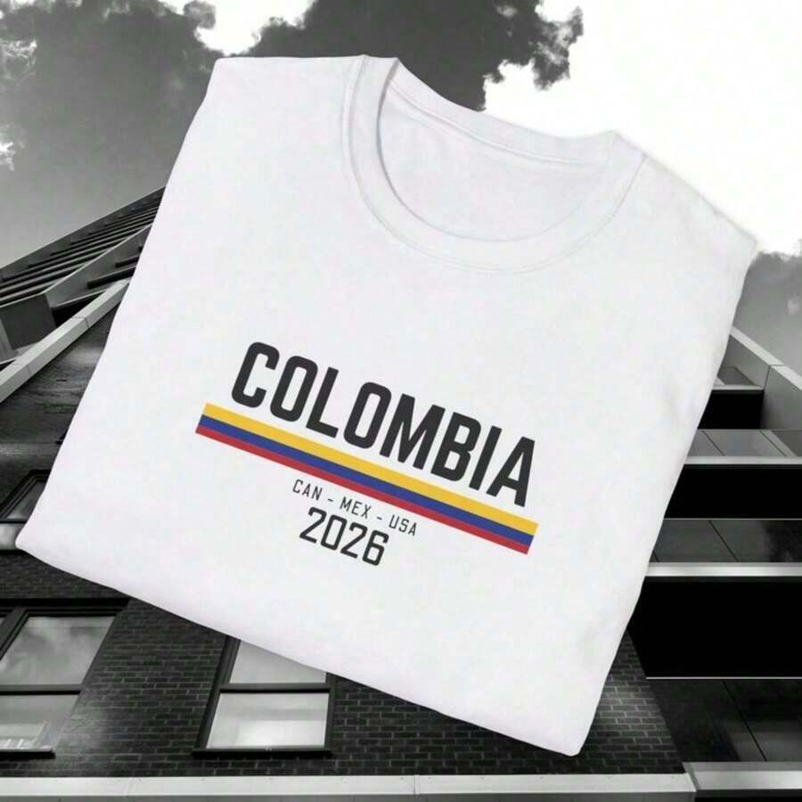 Camiseta personalizada Colombia Mundial 2026 _ Gráfica _ Mundial _ USA _ Canadá _ México - Blanco - Ver 1