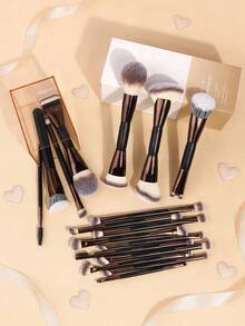MAANGE 1/17/18pcs Professional Makeup Brush Set, Includes Makeup Brush Set And Square Storage Box, Foundation Brush, Contour Brush, Blush Brush, Powder Brush, Eyeshadow Brush, Concealer Brush, Eyebrow Brush, Convenient For Carrying, Travel Kit - Multicolor - View 4