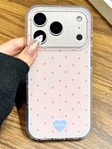 Y2K Cute Polka Dot Glossy Jelly Phone Case Compatible With IPhone 17 Pro Max 17 Pro 17 16 Pro Max 16 Pro 16 15 Pro Max 15 Pro 14 Pro Max 14 Pro 13 12 Pro Max 11 16 15 14 Plus Stylish Camera Protection Anti-Drop Back Cases - Pink - View 4