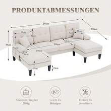 Sofas & Couches - Beige + Linen + 4 Seat + Foam - View 4
