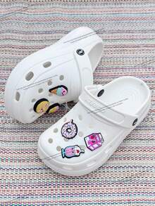 Children's Platform Crogs Shoes With Random Pendant - Lightweight And Comfortable, Odorless, 100% EVA - White - View 2