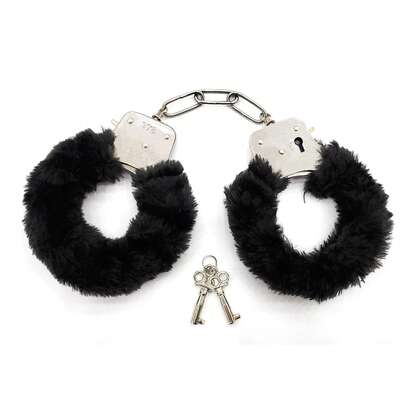 1 Pcs Party Stainless Steel Plush Handcuff Fuzzy Handcuffs Halloween Cosplay Props