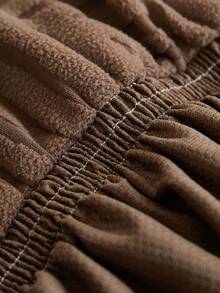 1pc Stretch Sofa Cover, Leaf Pattern Skirt Design, Dirt-Resistant, Washable (Hand Wash, Machine Wash, Dry Clean) Suitable For Loveseat, Living Room Sofa, Furniture - Coffee Brown - View 9