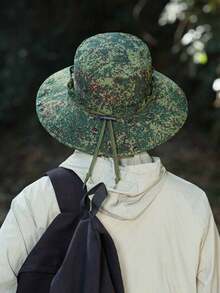 1pc Western Cowboy Style Outdoor Camping Sun Protection Fishing Hat, Men's Breathable Camo Hiking Tactical Hat, Spring/Summer - A - View 5