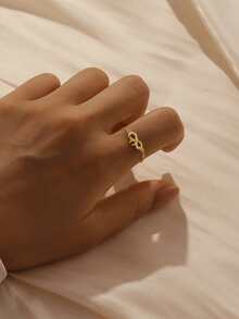 1枚925纯银极简星形链戒指，奢华风格可调节戒指，适合女性日常佩戴/婚礼新娘首饰，精致珠宝 - 金色 - 查看 15
