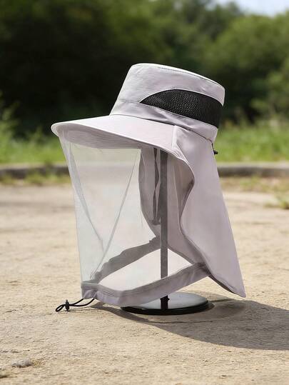 1pc Outdoor Mosquito-Proof Hat, Wide Brim Sun Hat With Face And Neck Coverage, Breathable Fishing/Hiking Headwear, Unisex Summer UV Protection All-Purpose Headpiece, Essential For Camping, Travel, Gardening