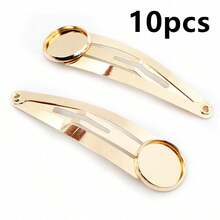 10pcs Copper Material Craft Hairpin Blank Base Tray Bezel Fits 12mm/20mm Round Cabochons Hair Clips Setting DIY Jewelry Making Accessories Findings - Hairpin Cabochon Base Setting - View 23