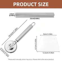 1/3 Piezas Juego de Utensilios de Repostería de Acero Inoxidable, Rueda Cortadora de Ravioles con Espátula y Rodillo, Prensador Acanalado para Pasta y Empanadillas - - - Ver 2