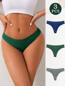 3 chiếc quần lót dây gợi cảm nhiều màu sắc, chất liệu mềm mại, kiểu G-string, quần lót chữ V thoải mái cho nữ, đồ lót nữ. - Nhiều màu - Xem 4