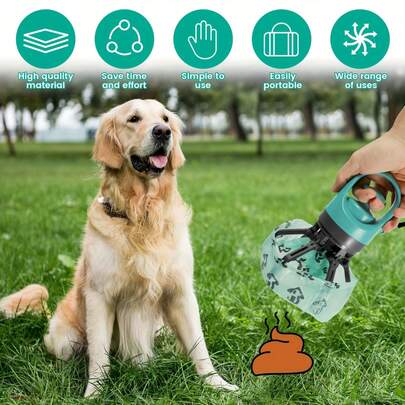 Portable Outdoor Pet Waste Scooper With 6-Claw Shovel Head And Bag Dispenser