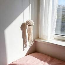 1pc Macrame Wall Hanging, Bohemian Handwoven Aerial Decor, Indoor Outdoor Tassel Ornament, Suitable For Various Scenes - Beige - View 5