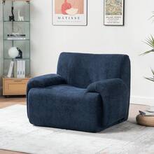 42" Wide Oversized Chenille Decorative Chair(1PC),Minimalist And Practical Deep Seat Single Sofa With Ergonomic Support – No Assembly Required Plush Reading Chair For Living Room, Bedroom & Dorm (Cloud-Like Cushion, Breathable Fabric, 350lbs Capacity) - 42吋-藏青色-雪尼爾裝飾椅子 - 查看 6