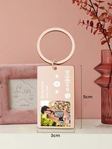 1pc Customized Music Code Photo Keychain, Personalized Stainless Steel Song Keychain, Album Keychain, Music Code Keychain Gift For Birthday, Anniversary Gift For Couples - Customized Photo + Scannable Music Code - View 10