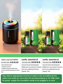 1 Peça Humidificador de Carro USB 180ml - Com Névoa Fria e Luzes LED, Aroma e Humidificador de Ambiente, Purificador de Ar Essencial Pequeno para Carros. Disponível em Preto e Branco, Proporciona Ar Fresco Duradouro e é Ideal para Carro, Casas, Quartos, Escritórios e Casas de Banho - Modelo H09 - Ver 33