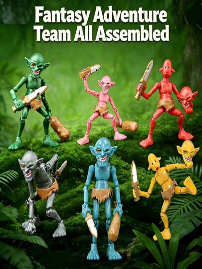 New Fantasy Adventure Collaboration Goblin Doll Decorations, Flexible Multi-Joint Design, DIY Assembly To Gather A Goblin Troop, Easily Build A Fantasy Adventure Team, Meets Collection And Scene Photography Needs.