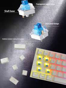 60% 便携式机械 LED 背光 63 键迷你有线办公键盘，青轴，兼容 Windows 笔记本电脑，黑白配色 - 查看 6