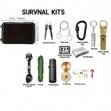 Professional Emergency Survival Kit Gear Camping Multifunction Tactical Defense Equipment First Aid SOS Wilderness Adventure - Grey - View 8
